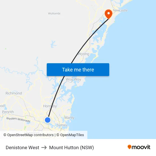 Denistone West to Mount Hutton (NSW) map