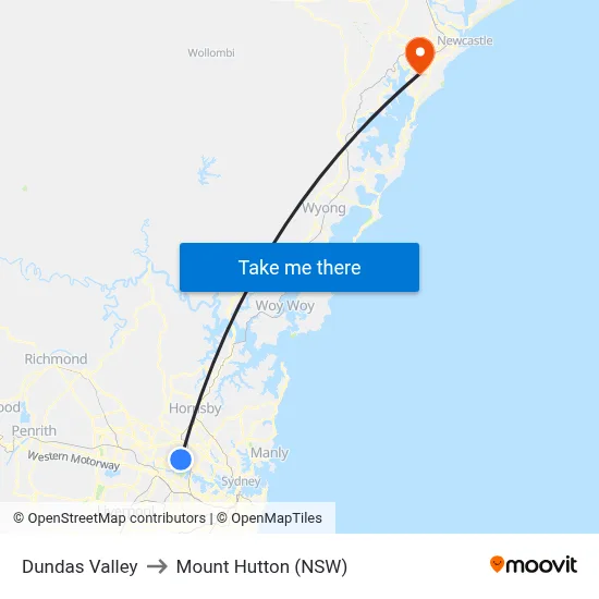 Dundas Valley to Mount Hutton (NSW) map