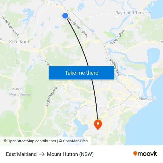 East Maitland to Mount Hutton (NSW) map