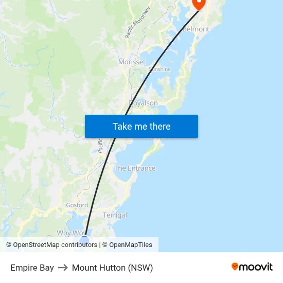 Empire Bay to Mount Hutton (NSW) map