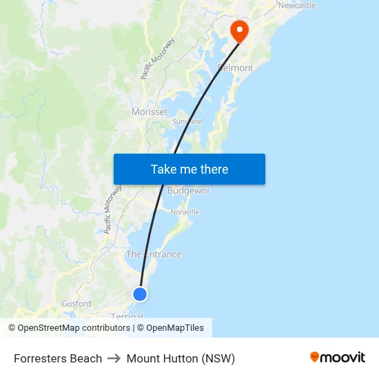 Forresters Beach to Mount Hutton (NSW) map