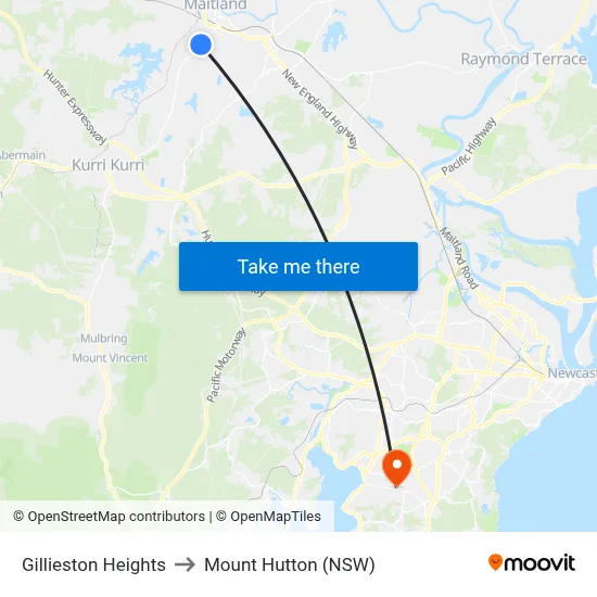 Gillieston Heights to Mount Hutton (NSW) map