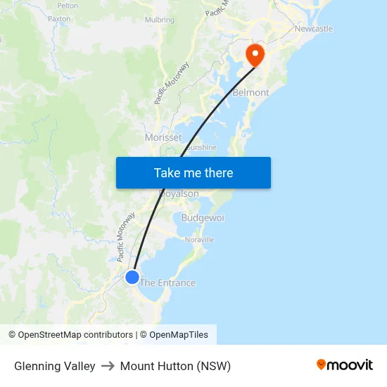 Glenning Valley to Mount Hutton (NSW) map