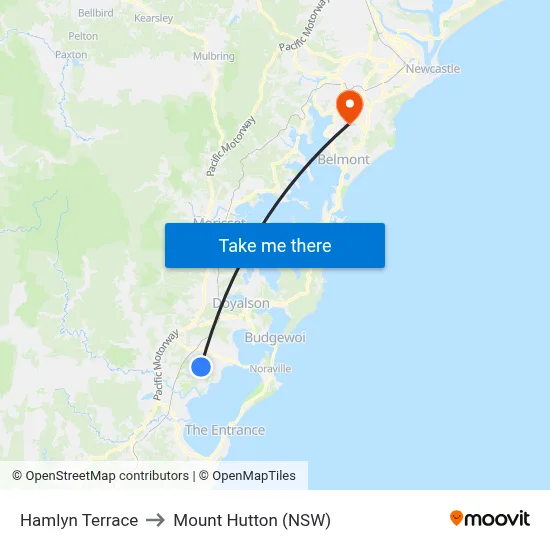 Hamlyn Terrace to Mount Hutton (NSW) map