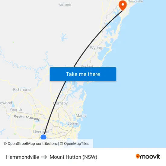 Hammondville to Mount Hutton (NSW) map