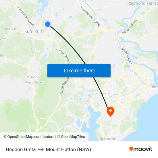 Heddon Greta to Mount Hutton (NSW) map