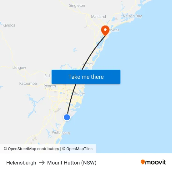 Helensburgh to Mount Hutton (NSW) map