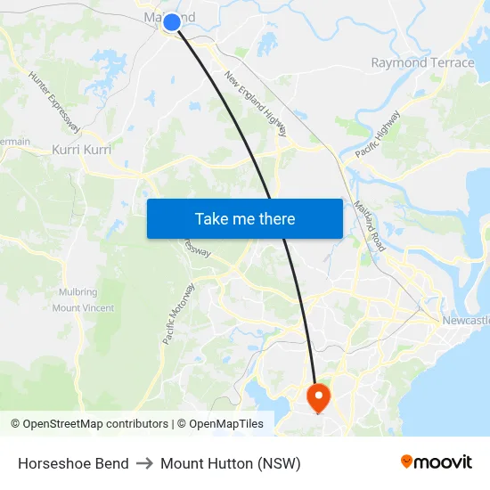 Horseshoe Bend to Mount Hutton (NSW) map