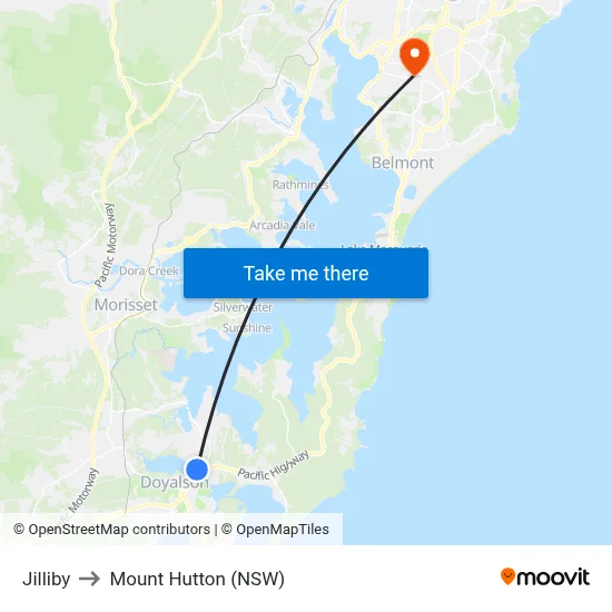 Jilliby to Mount Hutton (NSW) map