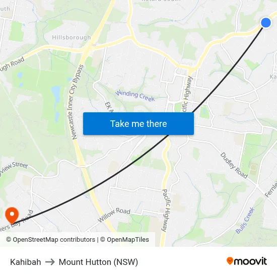 Kahibah to Mount Hutton (NSW) map