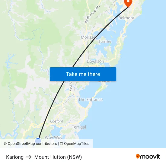 Kariong to Mount Hutton (NSW) map