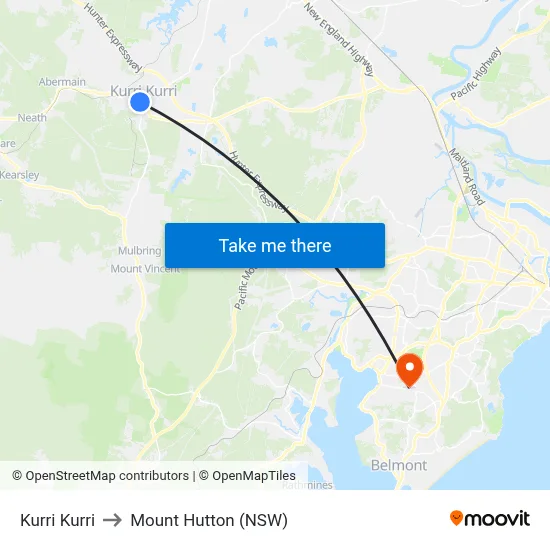 Kurri Kurri to Mount Hutton (NSW) map
