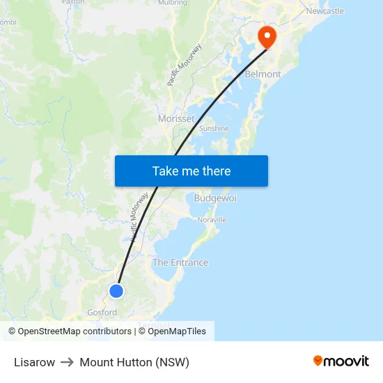 Lisarow to Mount Hutton (NSW) map