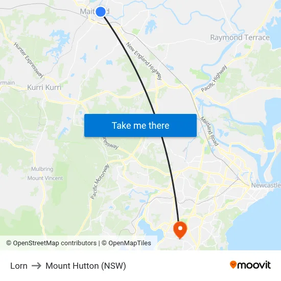Lorn to Mount Hutton (NSW) map