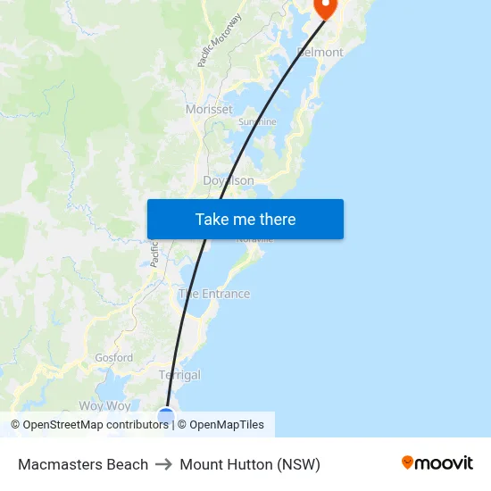 Macmasters Beach to Mount Hutton (NSW) map