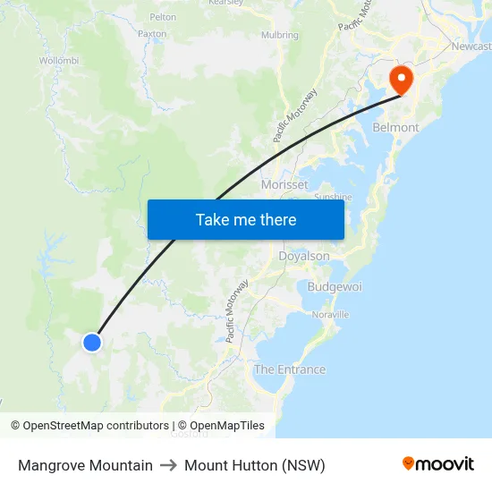 Mangrove Mountain to Mount Hutton (NSW) map