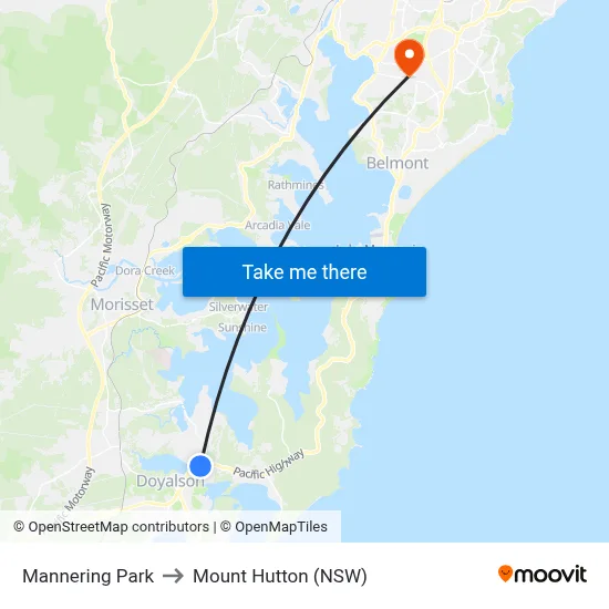 Mannering Park to Mount Hutton (NSW) map