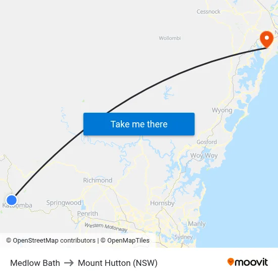 Medlow Bath to Mount Hutton (NSW) map