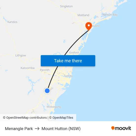 Menangle Park to Mount Hutton (NSW) map