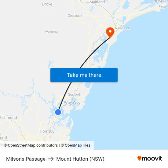 Milsons Passage to Mount Hutton (NSW) map