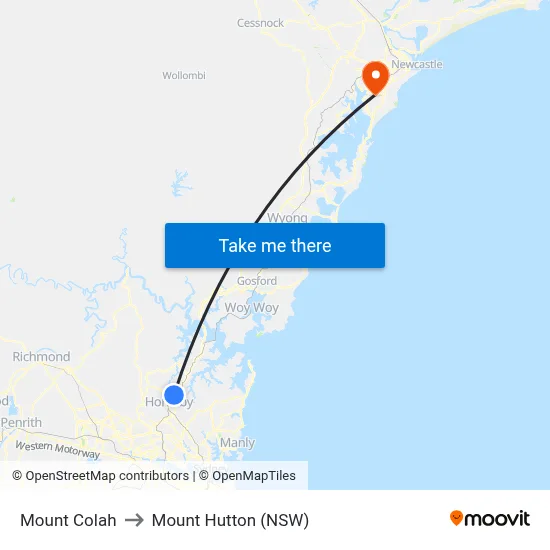 Mount Colah to Mount Hutton (NSW) map