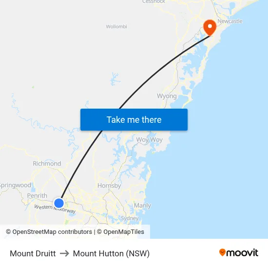 Mount Druitt to Mount Hutton (NSW) map