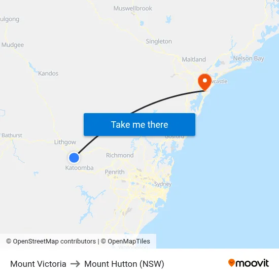 Mount Victoria to Mount Hutton (NSW) map