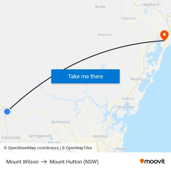 Mount Wilson to Mount Hutton (NSW) map