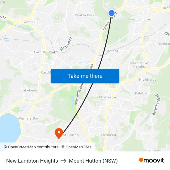 New Lambton Heights to Mount Hutton (NSW) map