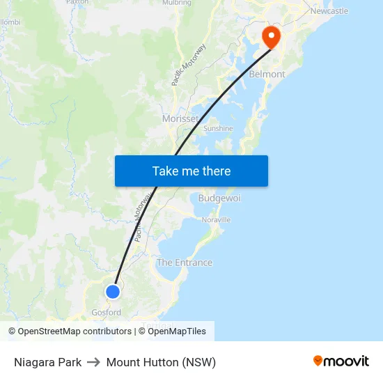 Niagara Park to Mount Hutton (NSW) map