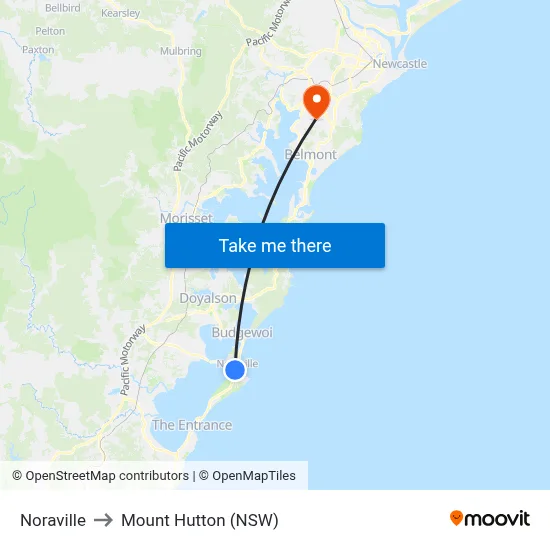 Noraville to Mount Hutton (NSW) map