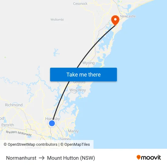 Normanhurst to Mount Hutton (NSW) map