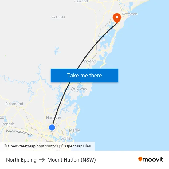 North Epping to Mount Hutton (NSW) map
