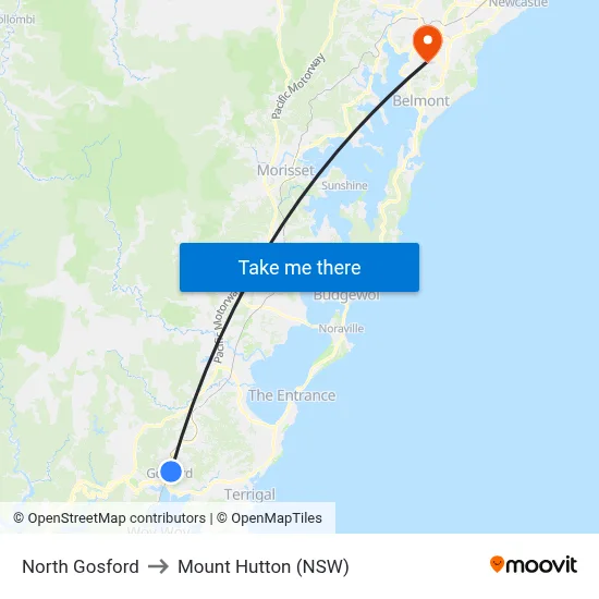 North Gosford to Mount Hutton (NSW) map