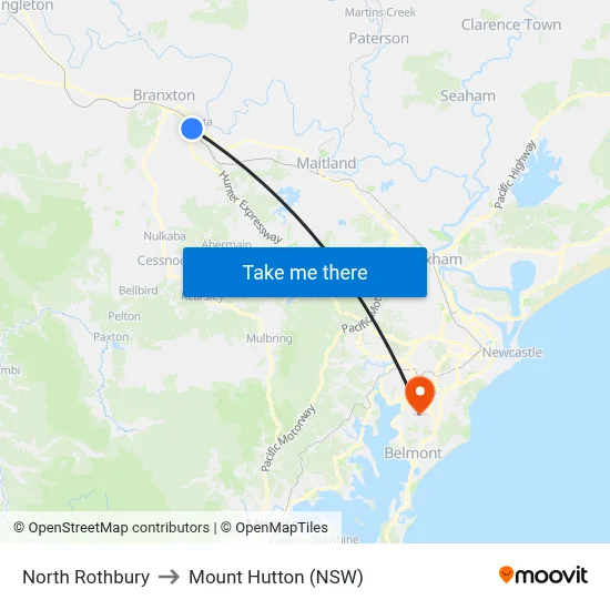 North Rothbury to Mount Hutton (NSW) map