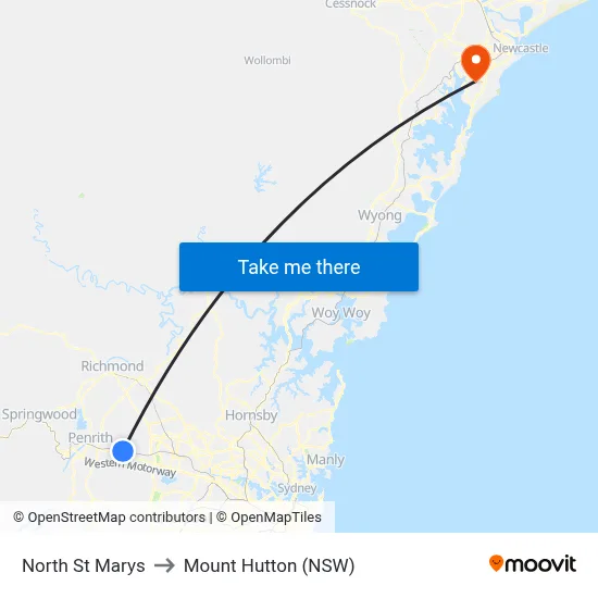North St Marys to Mount Hutton (NSW) map