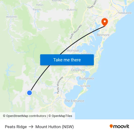 Peats Ridge to Mount Hutton (NSW) map