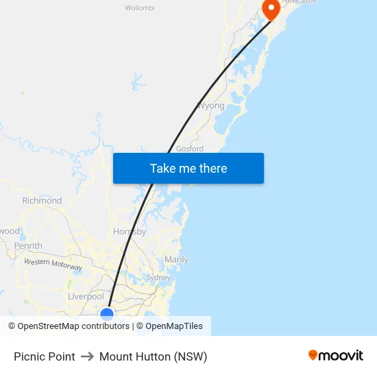 Picnic Point to Mount Hutton (NSW) map