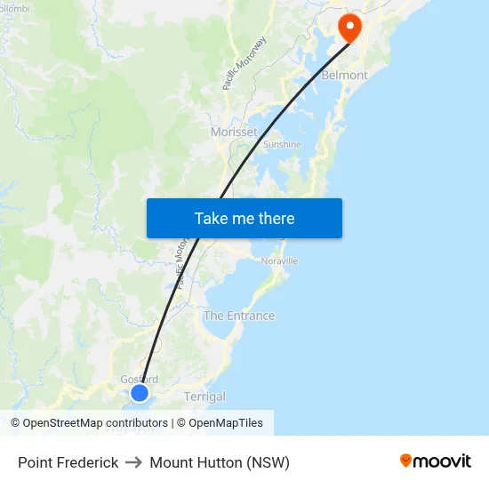 Point Frederick to Mount Hutton (NSW) map