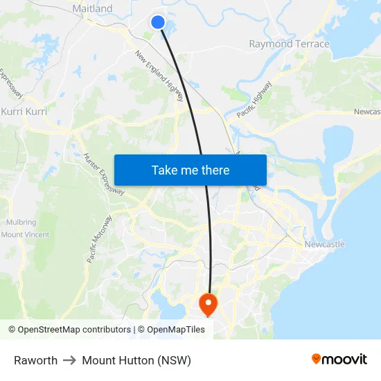 Raworth to Mount Hutton (NSW) map