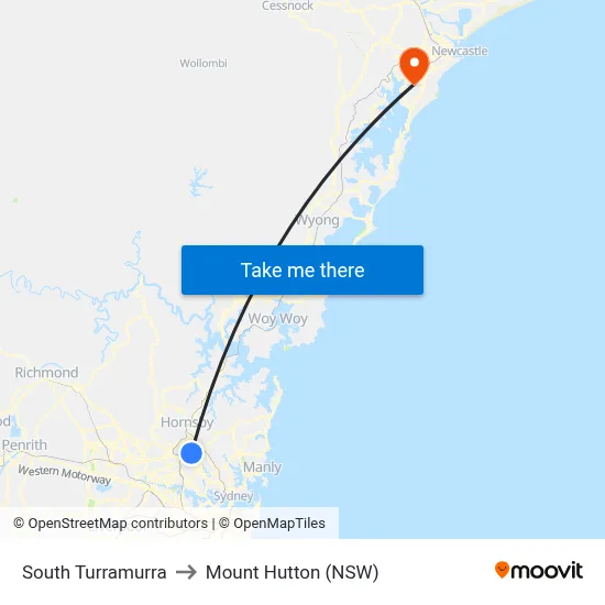 South Turramurra to Mount Hutton (NSW) map