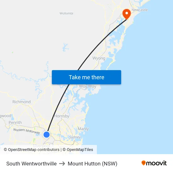 South Wentworthville to Mount Hutton (NSW) map