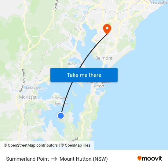 Summerland Point to Mount Hutton (NSW) map