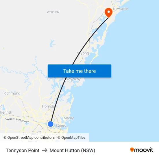 Tennyson Point to Mount Hutton (NSW) map
