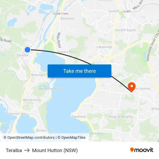 Teralba to Mount Hutton (NSW) map
