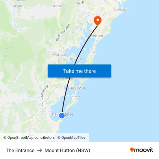 The Entrance to Mount Hutton (NSW) map