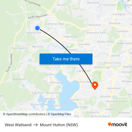West Wallsend to Mount Hutton (NSW) map