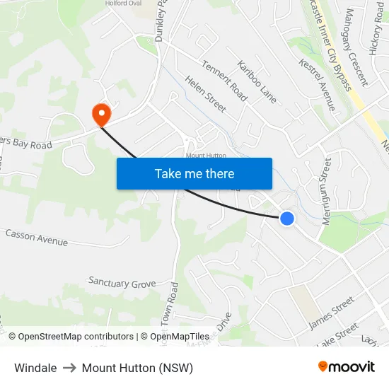 Windale to Mount Hutton (NSW) map