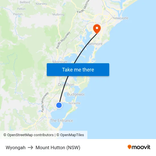 Wyongah to Mount Hutton (NSW) map