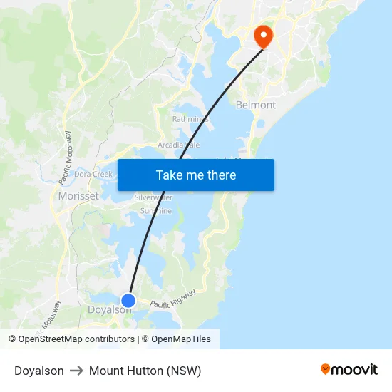 Doyalson to Mount Hutton (NSW) map